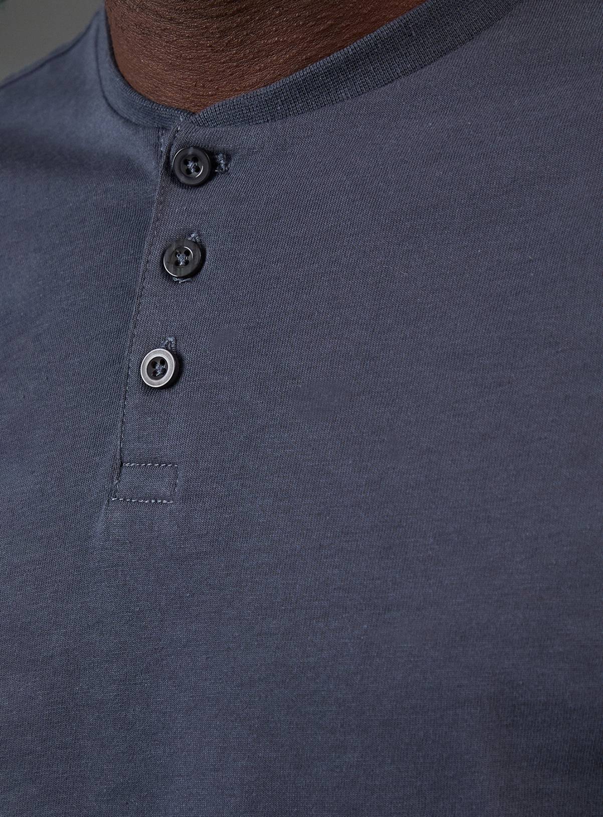 BURTON Dark Blue Grandad Neck T-Shirt M - Image 4
